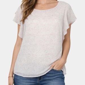 Apt. 9 Short Flutter Sleeve Blouse Size XL